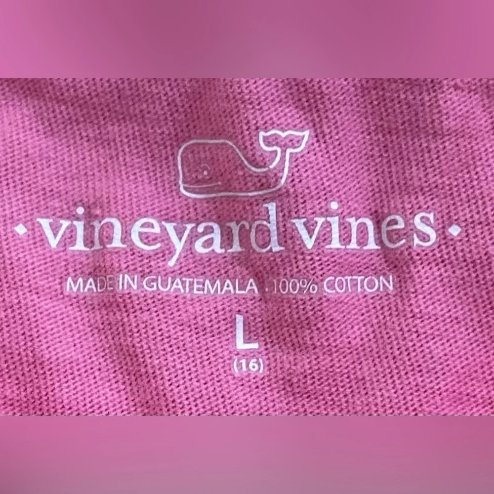 Vineyard Vines Girls’ Sz L (16) Cutty Pink‎ Cookie Whale Long Sleeve Pocket Tee